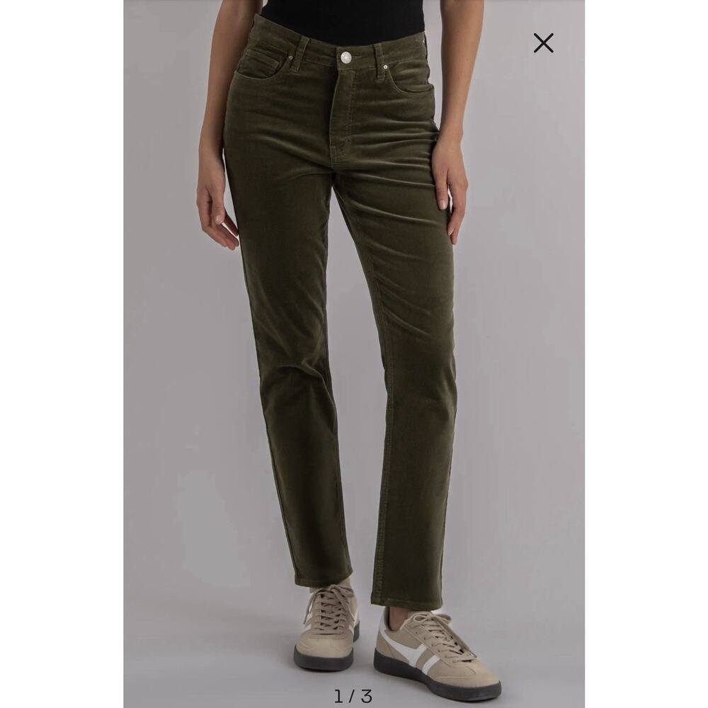 Kut from the Kloth 12P Rachael Fab Ab Mom Jean Corduroy Pants Moss High Rise - Picture 3 of 16